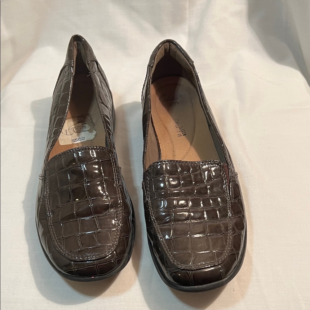 Clarks Dark Brown Crocodile Pattern Loafers